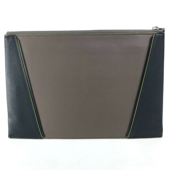 Authentic LOUIS VUITTON List with Strap Clutch bag Leather Gray Based/Navy - Picture 3 of 12